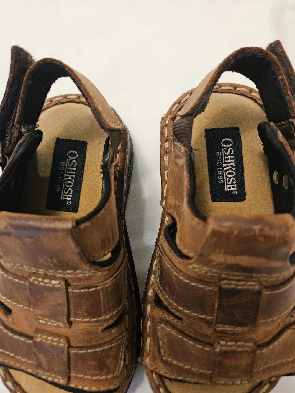 2000s Osh Kosh Toddler Brown Leather Fisherman Sandals - Adjustable Straps 9